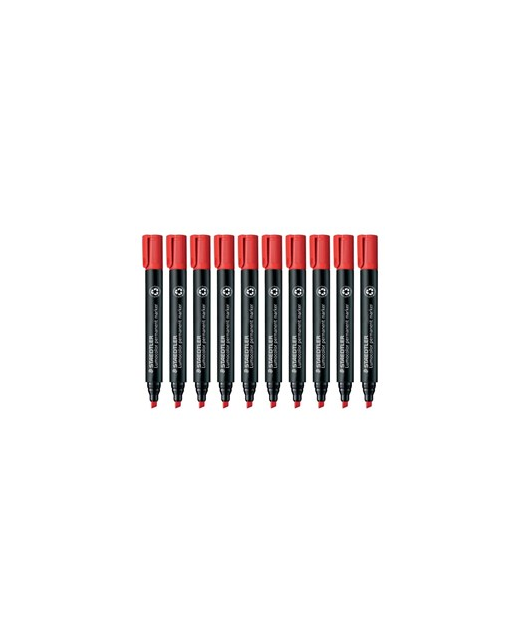 Permanent Marker Staedtler Lumocolor Chisel Red Box of 10