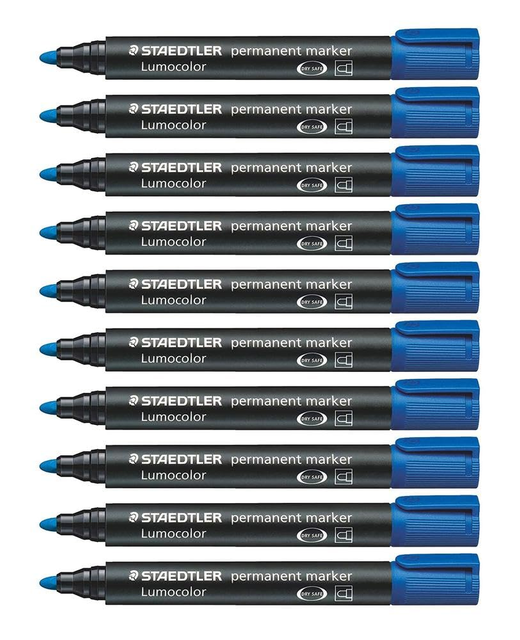 Permanent Marker Staedtler Lumocolor Chisel Blue Box of 10