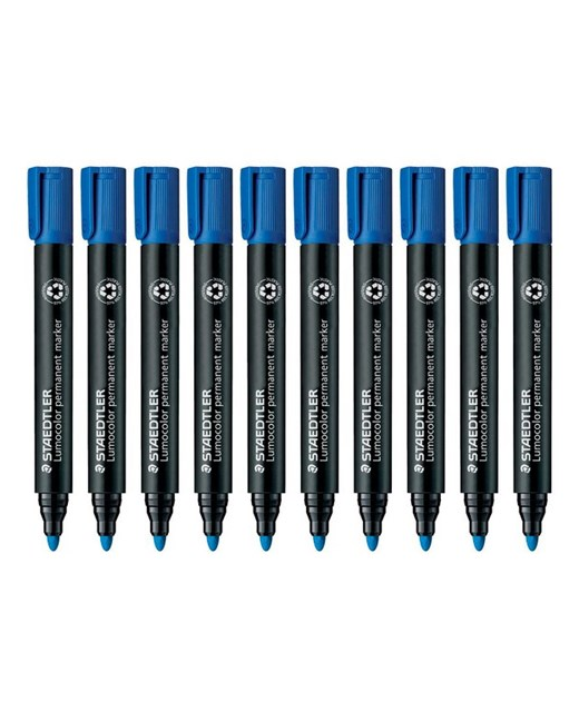 Staedtler Lumocolor Permanent Marker Bullet Blue Box of 10