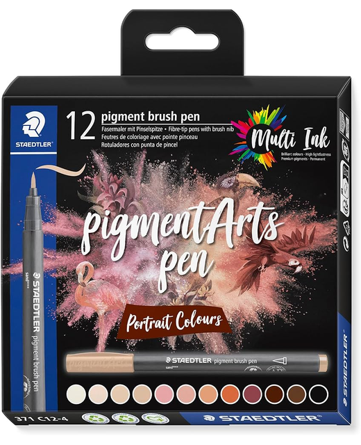 Staedtler Pigment Arts Brush Pen Portrait Assorted Pack of 12