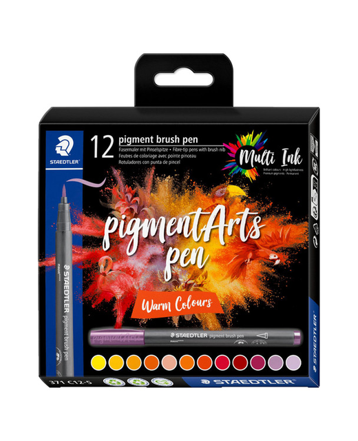 Pigment Arts Brush Pen Staedtler Warm Assorted Pack of 12