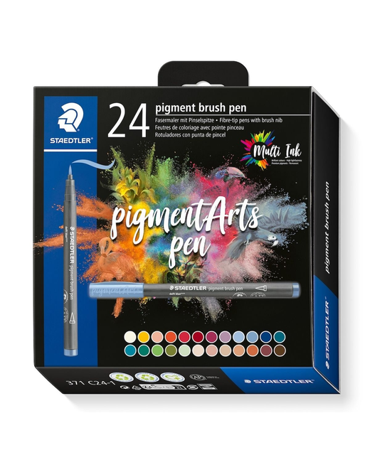 Staedtler Pigment Arts Brush Pen Basic Assorted Pack of 24