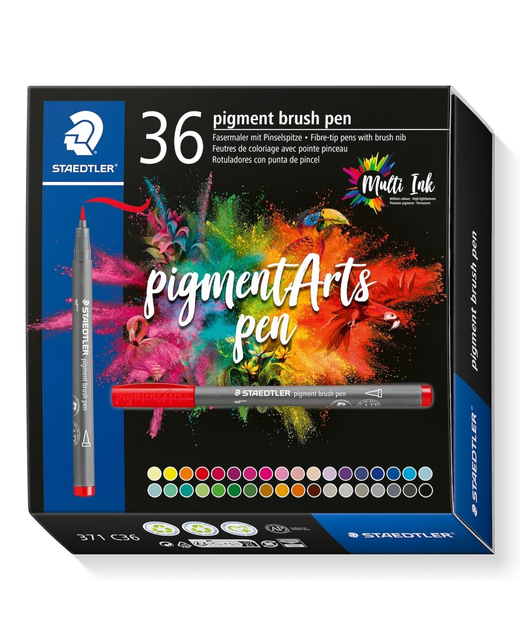 Pigment Arts Brush Pen Staedtler Assorted Pack of 36