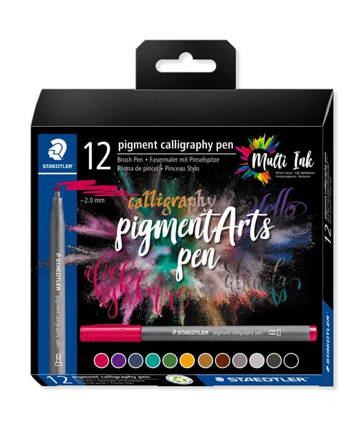 Pigment Arts Calligraphy Pen Staedtler Assorted Pack of 12