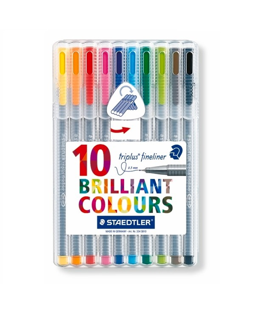 Fineliner Staedtler Triplus Assorted Wallet of 10