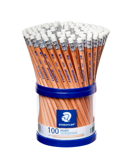 Staedtler Natural Graphite Pencil  2B with Eraser Tip Box 100