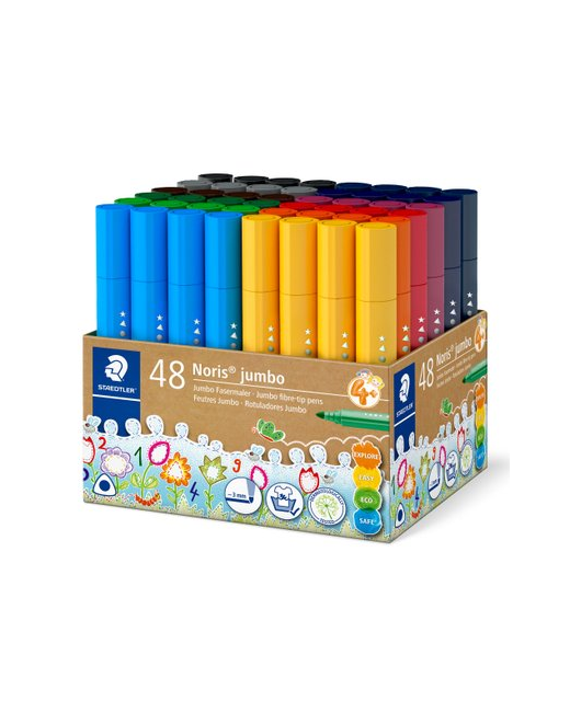 Jumbo Triangular Fibre-tip Pens Staedtler Noris 3.0mm Assorted Box of 48