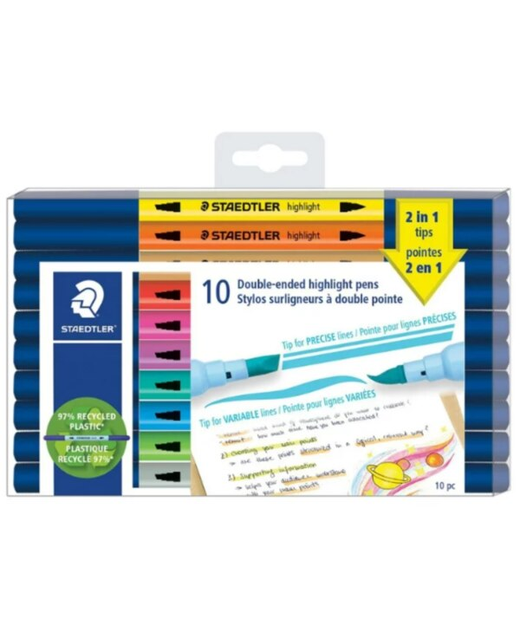 Double-ended Highlighter Pen Staedtler Assorted Pack of 10