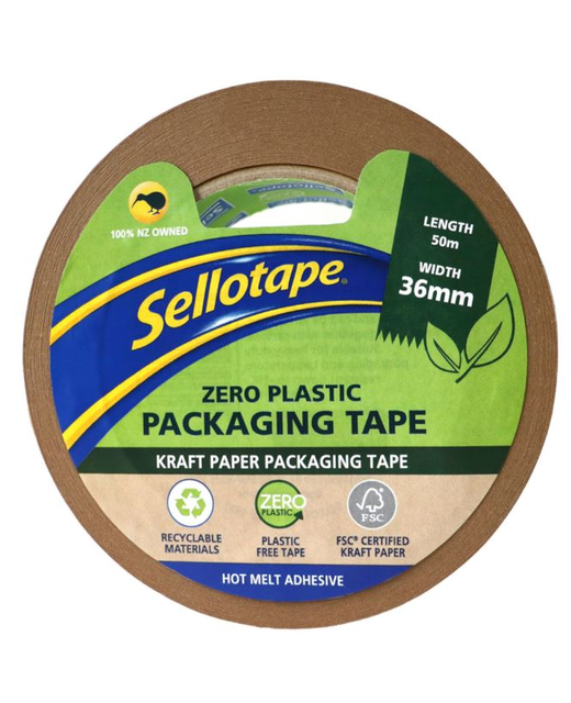 Sellotape Zero Plastic Kraft Paper Packaging Tape 36mm x 50m