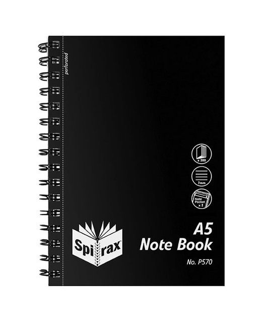 SPIRAX NOTEBOOK A5 PP 200 PAGE BLACK COVER