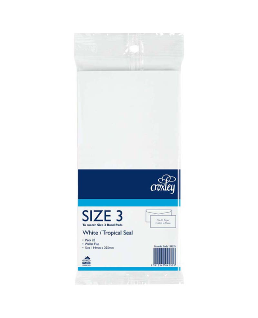 CROXLEY ENVELOPES SIZE 3 TROPICAL SEAL DLE 20 PACK 