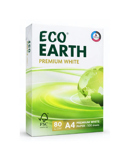 COPY PAPER A4 80GSM ECO EARTH PREMIUM WHITE 500 PACK REAM