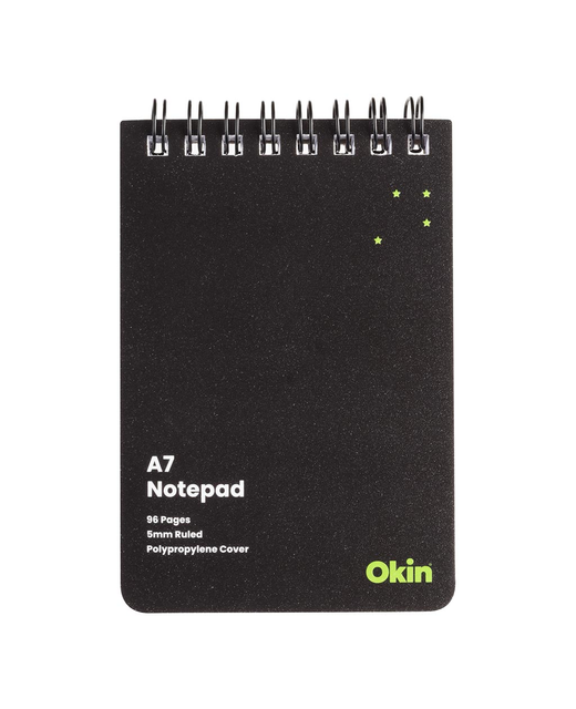 OKIN  SPIRAL NOTEBOOK A7 96PGS PP COVER BLACK