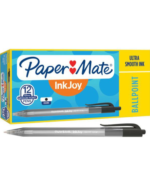 PEN INKJOY 100RT MEDIUM BLACK BOX OF 12