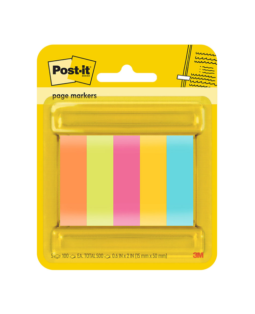 Post-it Page Markers 670-5ASST 15x50mm Assorted Pack of 5