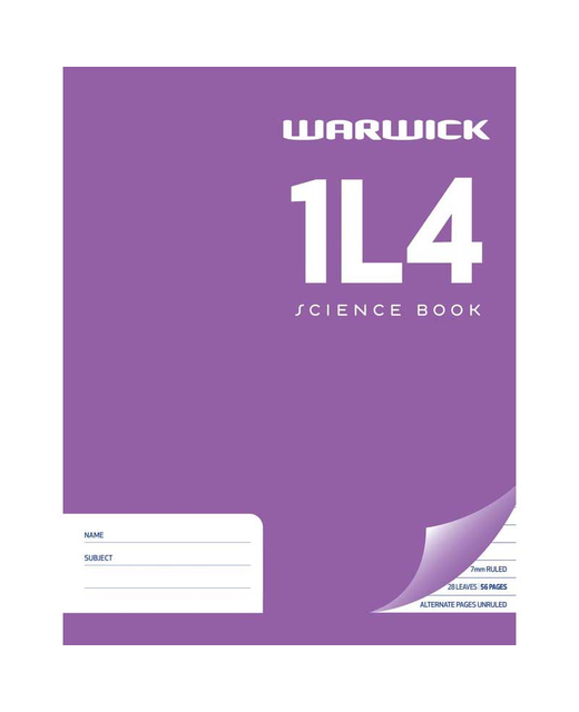 WARWICK EXERCISE BOOK 1L4 SCIENCE 28LF