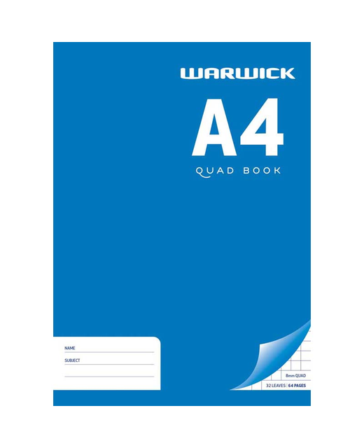 WARWICK EXERCISE BOOK A4 8MM QUAD 32LF