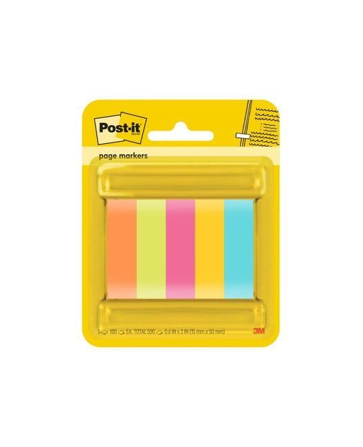 Post-it Page Markers 670-5ASST 15x50mm Assorted, Pack of 5