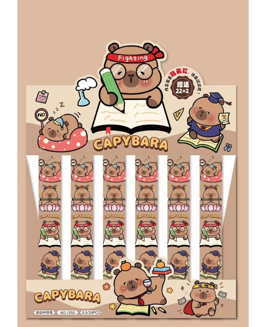 Capybara Themed Retractable Gel Pens 