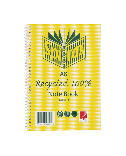 SPIRAX NOTEBOOK A6 RECYCLED 100 PAGE