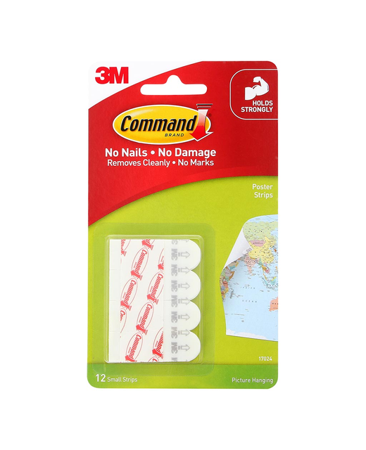 COMMAND POSTER STRIPS 17024 SMALL WHITE PACK OF 12