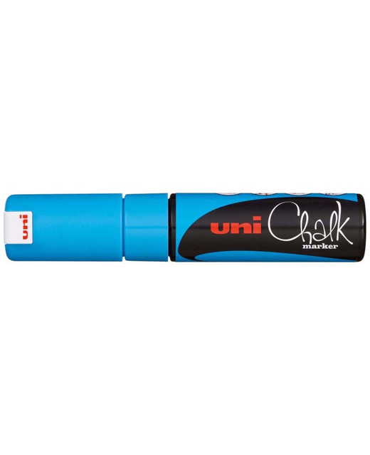 UNI CHALK MARKER 8MM CHISEL TIP LIGHT BLUE