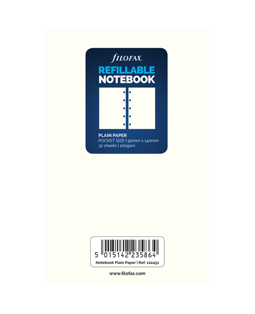 FILOFAX NOTEBOOK REFILL POCKET PLAIN