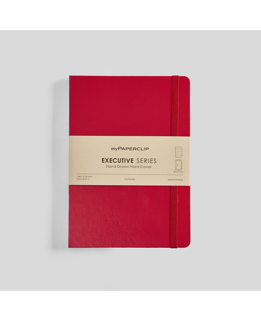 MYPAPERCLIP EXECUTIVE SERIES A5 HARD COVER NOTEBOOK RULED RED