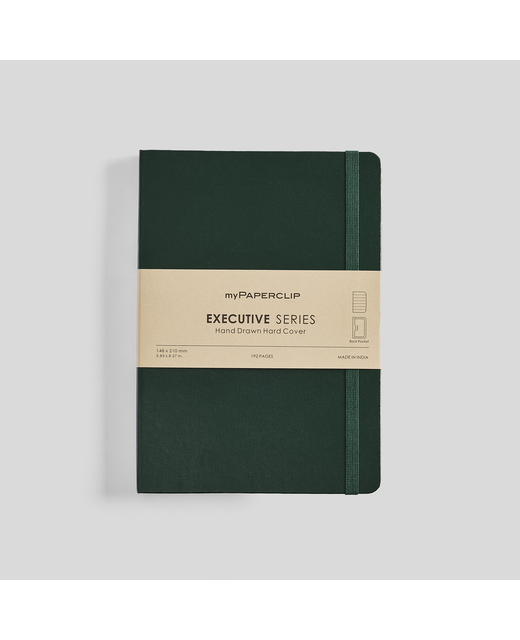 MYPAPERCLIP EXECUTIVE SERIES A5 HARD COVER NOTEBOOK PLAIN GREEN