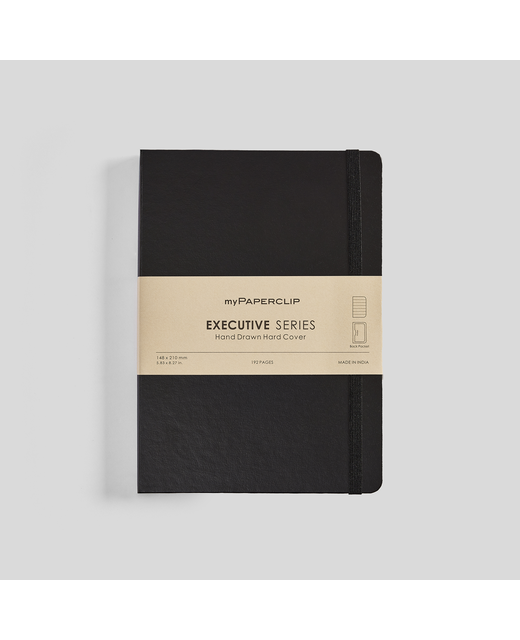 MYPAPERCLIP EXECUTIVE SERIES A5 HARD COVER NOTEBOOK RULED BLACK