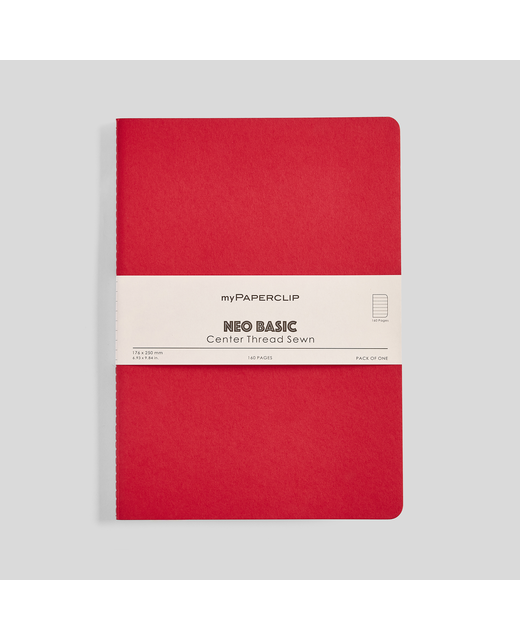 MYPAPERCLIP NEO BASIC B5 NOTEBOOK RULED RED