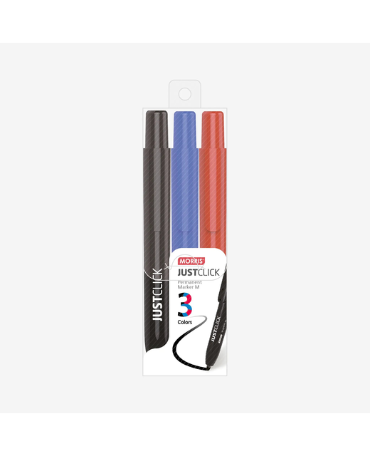 MORRIS JUSTCLICK PERMANENT MARKER MEDIUM 3 PACK