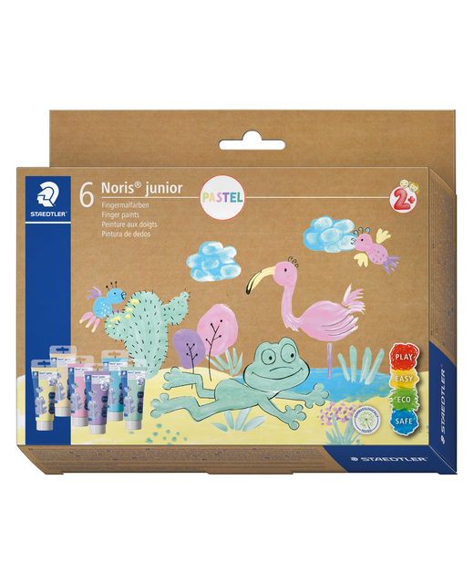 NORIS JUNIOR FINGER PAINT ASSORTED PASTEL COLOURS 6PK