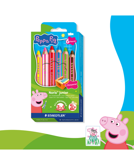 NORIS JUNIOR 3-IN-1 COLOURED PENCIL ASSORTED 6PK