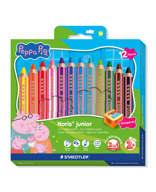 NORIS JUNIOR 3-IN-1 COLOURED PENCIL ASSORTED 12PK