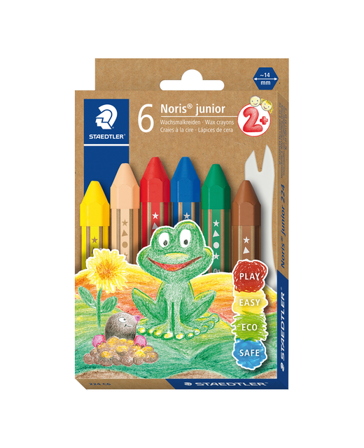 NORIS JUNIOR WAX CRAYON ASSORTED 6PK