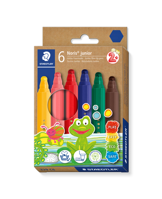 NORIS JUNIOR FIBRE-TIP PENS ASSORTED 6PK