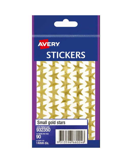 AVERY LABEL STARS SMALL GOLD STICKERS 90 PACK
