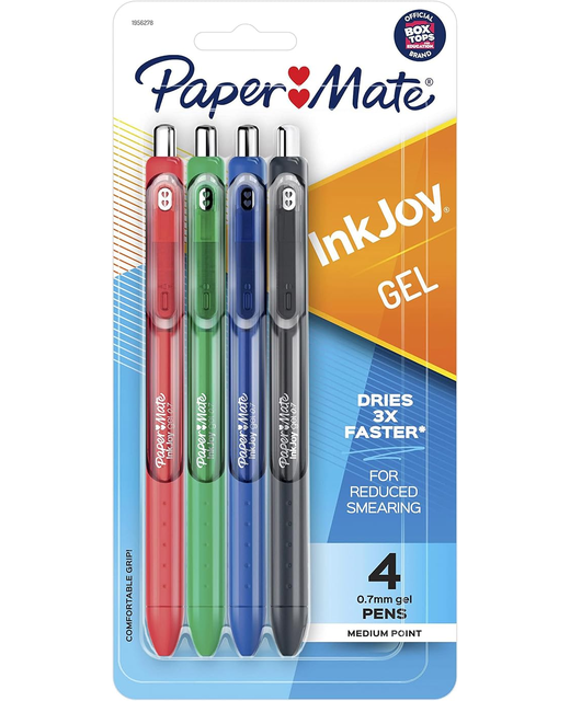 PAPERMATE INKJOY GEL PENS 0.7MM BUSINESS ASSORTED 4 PACK
