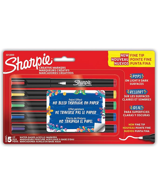 SHARPIE CREATIVE MARKERS FINE ASSORTED 5 PACK