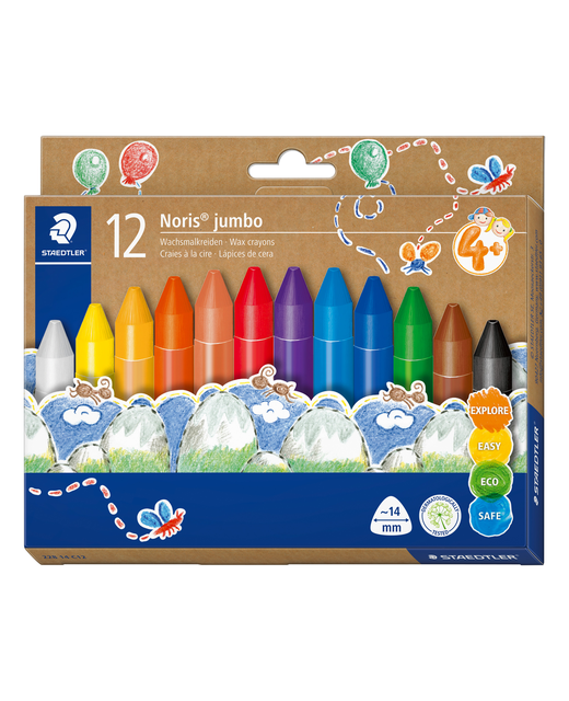 STAEDTLER JUMBO WAX CRAYON TRIANGULAR BARREL ASSORTED 12PK