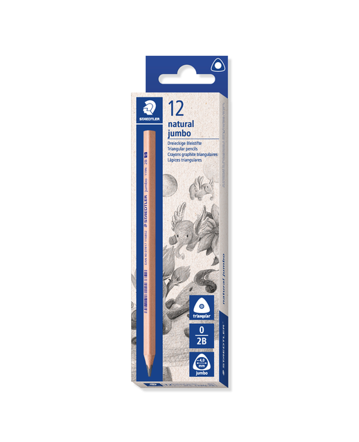 PENCIL STAEDTLER NATURAL JUMBO GRAPHITE 2B 12PK