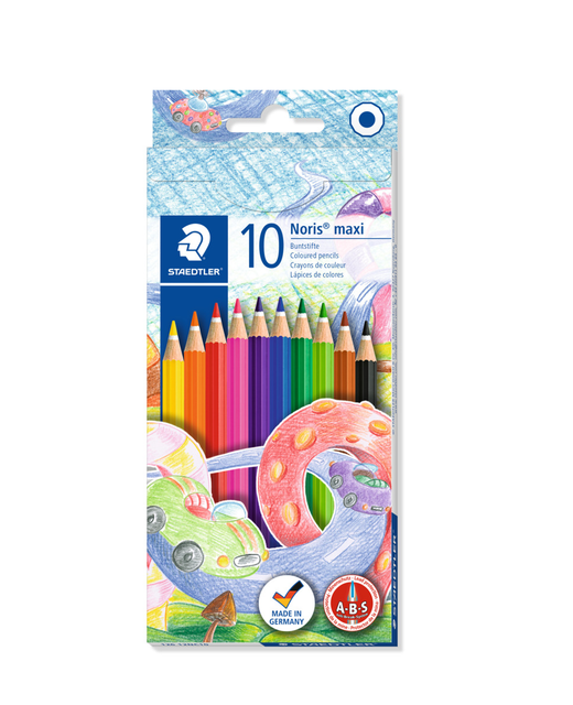 COLOURED PENCIL 12-SIDED NORIS MAXI LEARNER ASSORTED 10PK