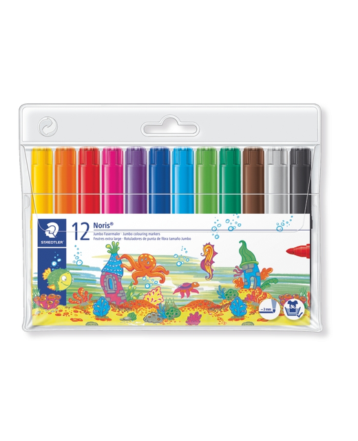 JUMBO COLOURING MARKER STAEDTLER ROUND BARREL ASSORTED 12PK