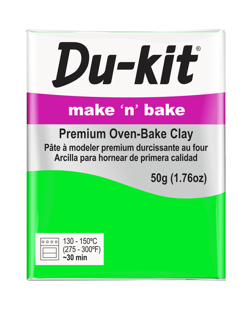 DU-KIT MAKE N BAKE POLYMER CLAY 50G FLUORO GREEN