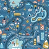 Rug Road Map Blue Nursery Kids Bedroom Play Mat