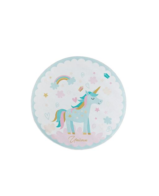 Rug Light Blue Unicorn Rainbow and Pastel Stars Kids Mat