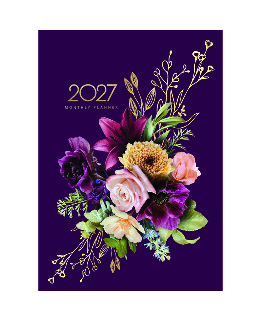 DIARY 2027 COLLINS DESIGNER A4 MONTHLY PLANNER FLORAL BOUQUET