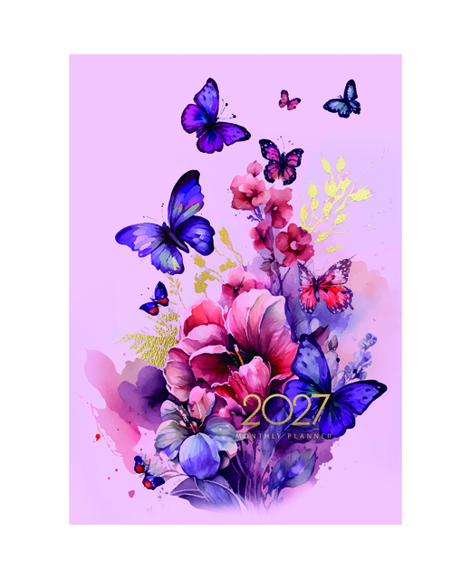 DIARY 2027 COLLINS DESIGNER A4 MONTHLY PLANNER BUTTERFLIES