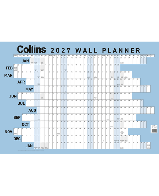 2027 Collins Wallplanner Large Laminated 700x990mm